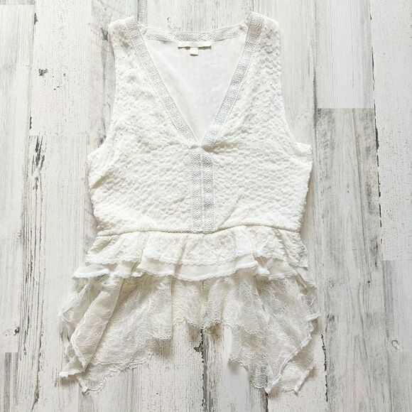 Jonathan Simkhai Women's Size Small Cream Lace V-Neck Sleeveless Blouse - Picture 1 of 5